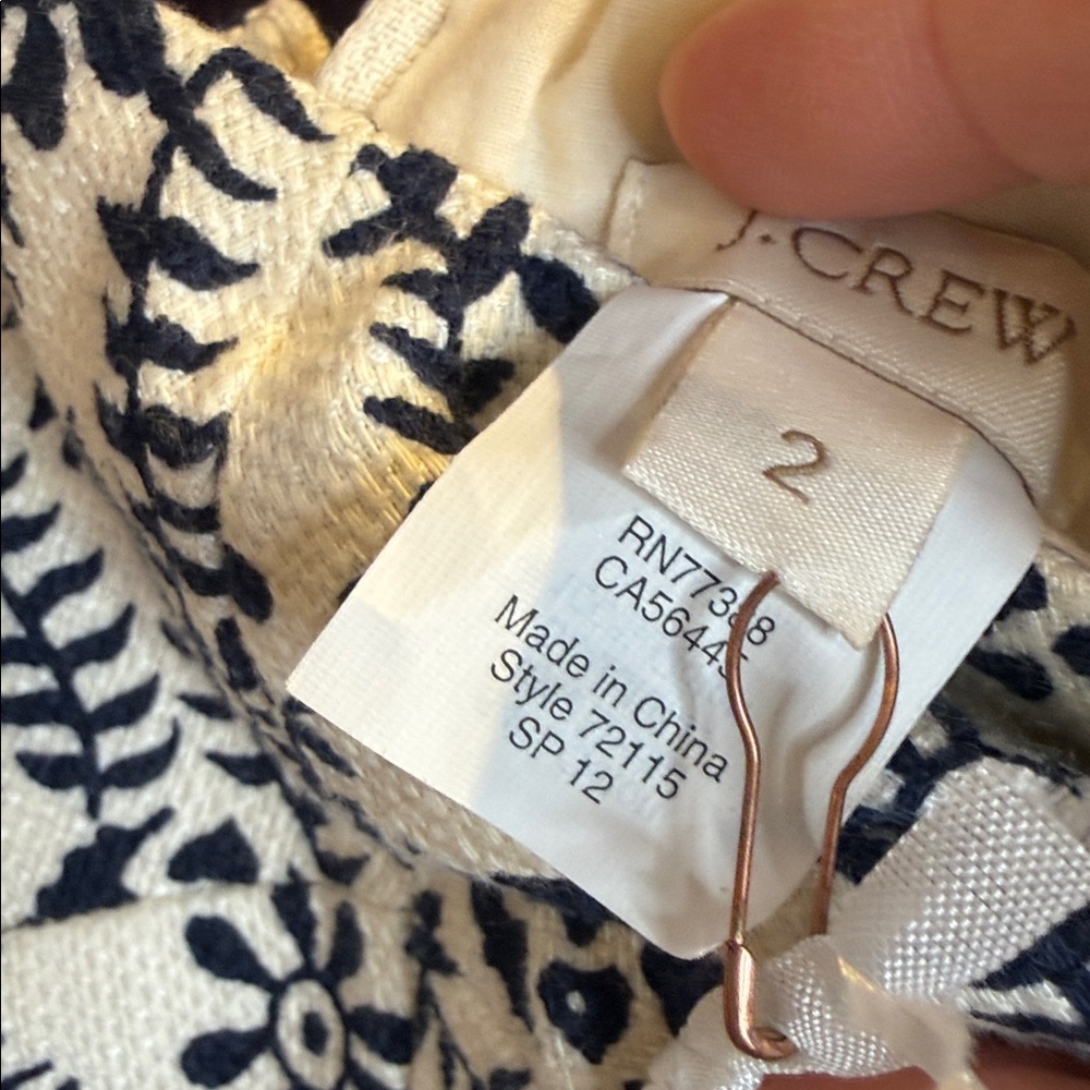 J. Crew Ella Rampling Rose print navy  and cream Strapless Dress sz 2 like new - Picture 13 of 15